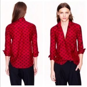 J Crew 6 Red Blouse Bows Shirt Popover Boy 09192